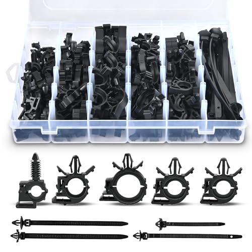 GOOACC 130Pcs Car Wire Loom Routing Clips Assortment - 9 Different Sizes Universal Wiring Harness Routing Clip Replacement Parts for Honda GM Mazda - color: 130pcs Wire Routing Clips