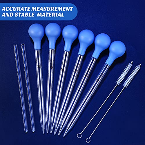 Weewooday Glass Droppers Pipettes Back to School Lab Dropper Glass Liquid Pipette with Big Rubber Hats 20 cm Stir Rod Washing Brush Transfer for Liquid Essential Oil(16 Pieces,Blue,10 ml) - color: Blue, size: 10 ml