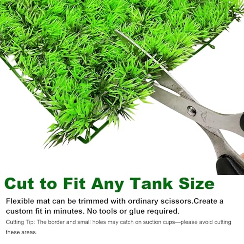 kathson 3 PCS Aquarium Grass Mat Decorations,Artificial Plastic Plant Lawn for Fish Tank Plants Landscape Ornament,Fish Tank Decor Green Carpet with Suction Cups for Freshwater & Saltwater - size: 3PCS-9.8" x 9.8" x 1.4"