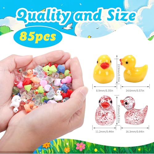 85 Pcs Mini Ducks Tiny Resin Ducks Glitter Little Animals Figurines Bulk for Micro Landscape Aquarium Ornaments Kit Dollhouse Decor Crafts Garden Accessories - color: Ducks, size: 85 Pcs