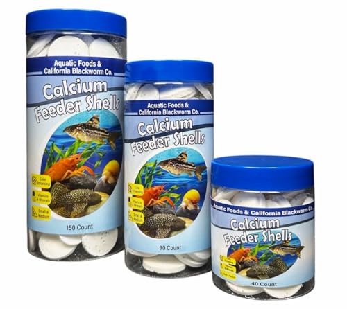 Calcium Feeding Shells, Small & Medium for Shrimp, Snails, Crabs, Crayfish, Plecos, Catfish, All Tropical Fish, 4-Type Wafer & 12-Type Pellet Mix Included...90 Count Canister - size: 90 Count (Pack of 1)