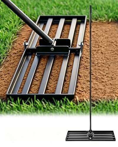 Sakerplus Lawn Leveling Rake 30 Inch, Landscaping Lawn Leveler, Heavy-Duty Yard Leveling Rake for Soil, Sand, Compost & Fertilizer, Fixed Handle Ground Leveler for Yard