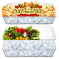 Baderke 2 Set 16" x 9" Plastic Chilled Serving Tray for Parties with Compartments Ice Chilled Party Platter Charcuterie Serving Board Cold Dish Dip for Fruit Seafood Vegetable Appetizer (Clear) - color: Clear