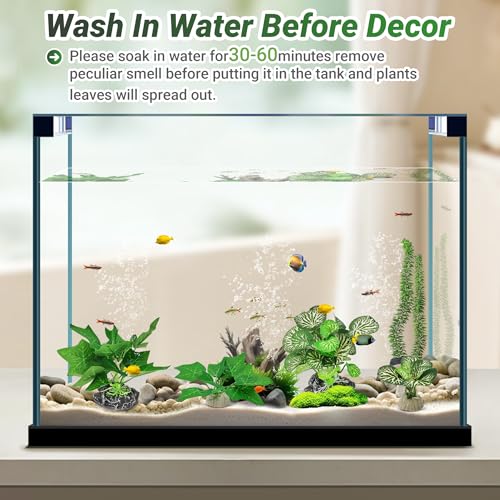 GOZILLA Silk Fish Tank Plants,Reptile Artificial Plant,Reptile Plants for Terrarium,Aquarium Decorations Accessories Set,Resin Pedestal Silk Aquarium Plant for Fish Tank.(4PCS/B-Set) - color: 4pcs/B-set