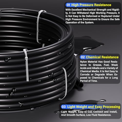 TAILONZ PNEUMATIC Air Line DOT 3/8 inch od Black Pneumatic Nylon Tube 32.8ft Air Brake Tubing Nylon Hose - color: Black-Nylon, size: 3/8'' OD/32.8ft/10m