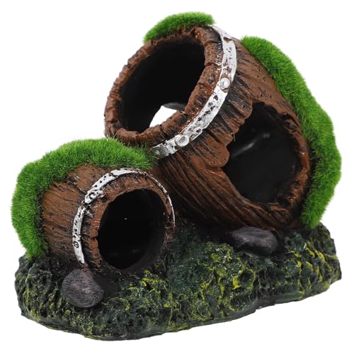 Toddmomy Resin Fish Tank Decor Broken Barrel Hideout Aquarium Ornament Betta Tunnel Freshwater Shrimp Cave Underwater Landscaping Shelter for Small Aquatic Pets