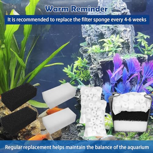 Aquarium Filter Media Replacement for AquaClear 50 Power Filter, Three-Stage Filtration Tank Filter Maintenance Kit, Fish Tank Filter for 20- to 50-Gallon Aquariums