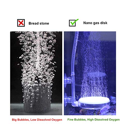 Upettools Aquarium Air Stone Fish Tank Nano Bubble Stone Kit with Control Valve Quiet Super-High Dissolved Oxygen Diffuser Makes Super Tiny Bubbles for Fish Tank and Hydroponic (T60)