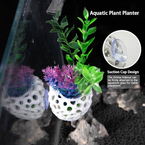 Shrimp Hides for Aquarium, Shrimp Hideout with Suction Cup, Betta Fish Tank Accessories, Aquarium Decor for Small Fish Guppy Hiding Resting (White) - color: White