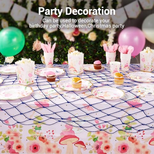 2 Pack Fish Net Decorations, 80x40 Inch Navy Blue Fishing Net Decor for Under The Sea Hawaiian Beach Theme Party, 3mm Thick Natural Cotton Versatile Nautical Netting for Party Wall Table Ceiling Decor - color: Dark Blue, size: Large - 2 Pack