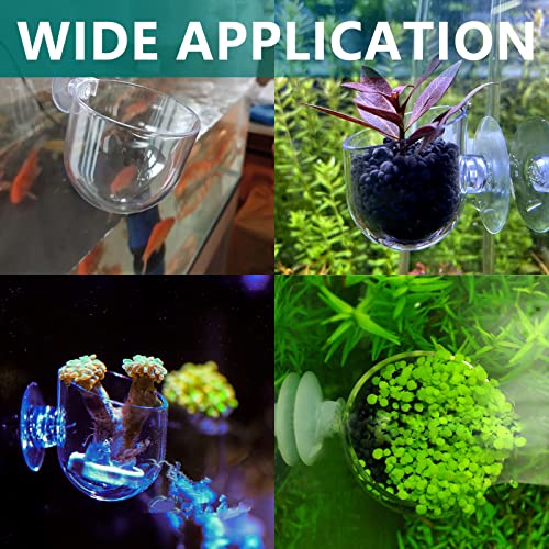 Uenhoy 3 Pcs Plastic Aquatic Plant Pots, Aquarium Plant Pots with Suction Cups, Acrylic Aquarium Planter, Red Shrimp Live Plant Fish Tank Holder