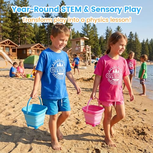 Shindel Collapsible Bucket for Kids, Foldable Pail Bucket for Beach Toys, Summer Toys, Camping Gear, Beach Party, Fishing, and Fun Summer Activities - color: Mix 1