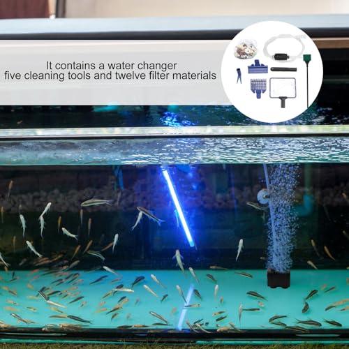 FRCOLOR Aquarium Water Changer and Gravel Vacuum Cleaner Siphon Tool Set with 12-in-1 Filter Media for Fish Tank Sand Washing and Manual Tank Cleaning