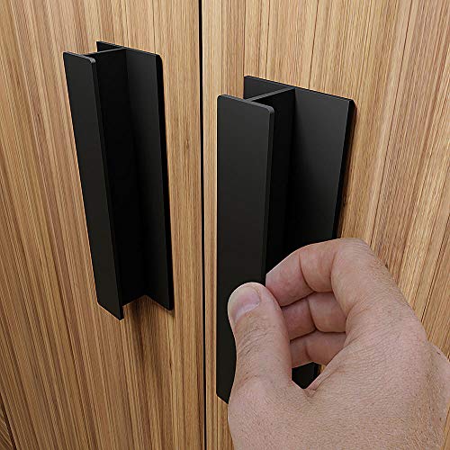 HRX Self-Adhesive Edge Fingerpull Door Handle - Easy to Install Screwless Peel and Stick on Glass, Wood, Metal, Plastic - Sliding Doors Knob for Kitchen Fronts, Drawers & Dressers Panels - 2 Pack