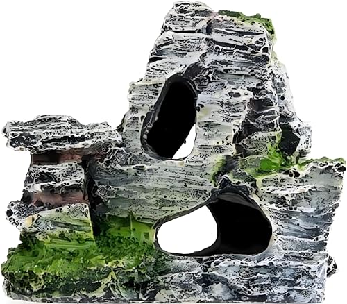 Artificial Moss Rock Cave Aquarium Decor, Fish Tank Hideout, Mountain Terrain Ornament