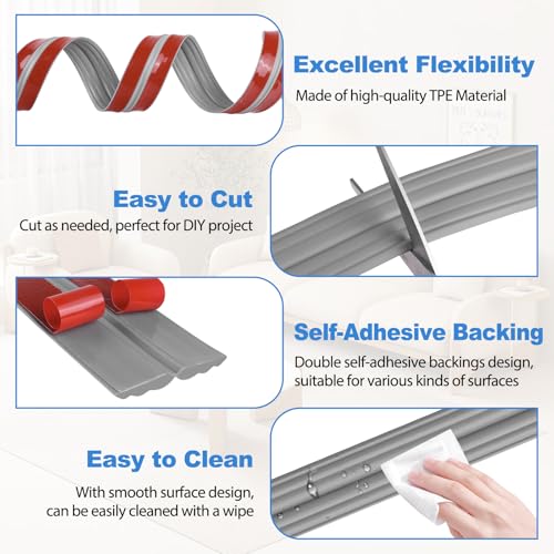 Wall Corner Protector Peel and Stick Corner Trim Molding Flexible Inside & Outside Wall Edge Guard Self Adhesive Moulding Trim for Edge Use, Gray, 0.8” W x 10’ L - color: Gray, size: 0.8 In x 10 Ft