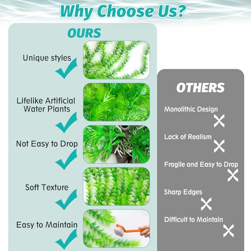 Hamiledyi Aquarium Plastic Plants Aquarium Decor Artificial Fish Tank Plants,Tall Fish Tank Decorations, Extra Large Aquarium Plant 20.4-inch Tall,1PCS - color: A, size: 20.4 in