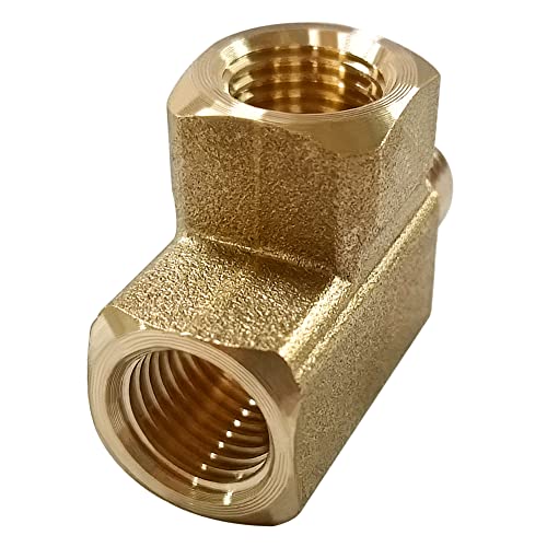 Uenede 2PCS Brass Tee Pipe Fitting 1/4" NPT Female x 1/4" NPT Female x 1/4" NPT Male for Water/Oil/Gas - style: Female x Female x Male