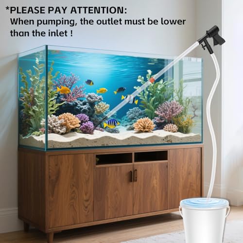 FISORAS Aquarium Gravel Cleaner, Fish Tank Cleaner Gravel Vacuum for Aquarium with 30ml Waste Remover Dropper & Cleaning Brush Suitable for Betta Fish Tank Water Changer, Wash Sand