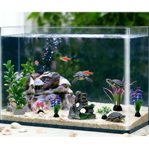 Aquarium Artificial Plastic Plants Decorations Goldfish Betta Cave Rock Hideout Fish Bowl Ornaments Plants Colorful Vivid Fish Tank Small Large Artificial Plants Seaweed Sets Aquarium Decor - color: Green_pink