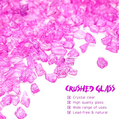 1.5 lb Purple Crushed Glass for Crafts, 3-6mm Chunky Broken Glass Pieces, Vibrant Colored Irregular Shards for Canvas Art, Vase Filler, Mosaics & Home Décor - color: Purple