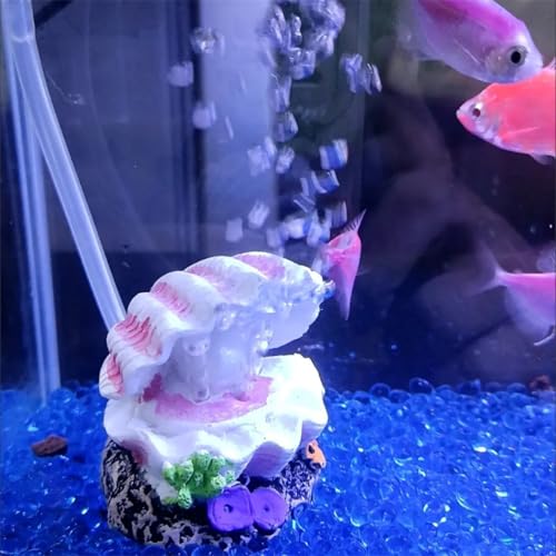 Aquarium Pink Shell Air Bubbler with Air Bubble Stone, Realistic Fish Tank Shell Decor for Increase Oxygen, Cute Air Bubble Maker for Small Big Fish Tank Betta Aquarium Scenery (Pink Shell) - color: Pink Shell