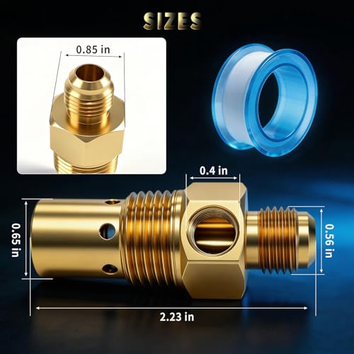 for Campbell Hausfeld Air Compressor Check Valve Compatible with 1/2-inch NPT Male Threaded Air Tank x 9/16-inch Compressed Air Hose 1/8-inch NPT Unloader Replace One-way