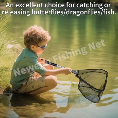 Neween Fishing Net, Foldable Collapsible Telescopic Fish Landing Net, Durable Nylon Material Mesh Landing Net for Easy Catching or Releasing for Trout - style: 21" Full Extended (Fixed Pole)