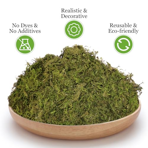 Riare 1.3LBS Artificial Fake Moss for Fake Plants Indoor- Premium Faux Craft Moss for Potted Plant, Fresh Green Moss Forest Moss for Hamsters Micro-Landscape Terrariums Centerpieces Decor - color: 1.3lb