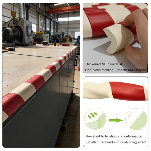 Wall Edge Corner Guards, 196.9in/5m Red White Safety Bumpers, Self-Adhesive Foam Protector Padding, Warehouse Racks, Shelves, Garage & Equipment Protection (1, Red+White, 196.5in/5m) - color: Red+white, size: 196.5in/5m