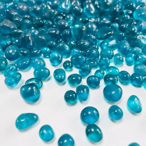 Glass Stones, 0.85LB/385g Pine Green Glass Rocks for Vase, Aquarium Pebbles for Fish Tank, Sea Glass Rocks for Vase Filler Craft - color: Blue Green