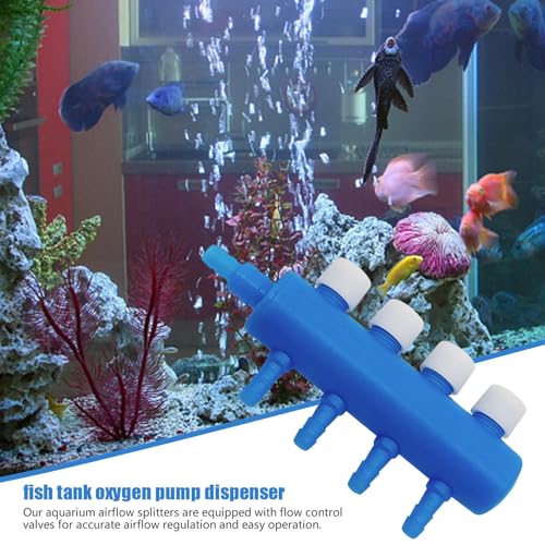 Aquarium Air Tubing Valves – Air Pump Splitter Control, Adjustable Lever Distributor | Airline Tube Connectors Fittings For Fish Tank Bubblers, Aquatic Systems, Airs Flow Management And Oxygen Supply - color: 4 heads