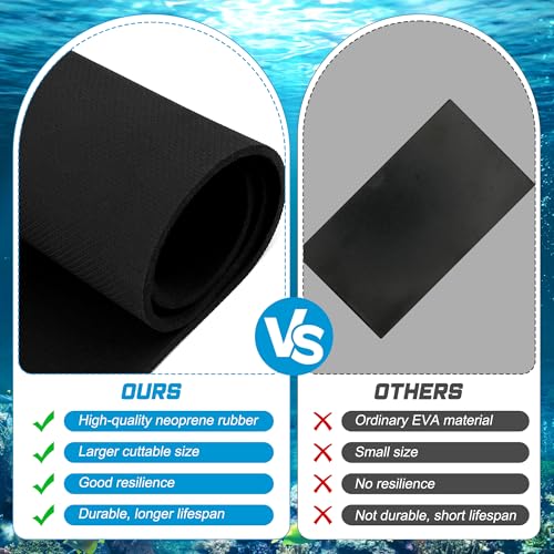 30 x 15 x 0.2 Inches Aquarium Leveling Mat Set, Liveek Waterproof Fish Tank Pad with Scissors & Measuring Tape, Black Easy to Cut Neoprene Mat for Under Tank