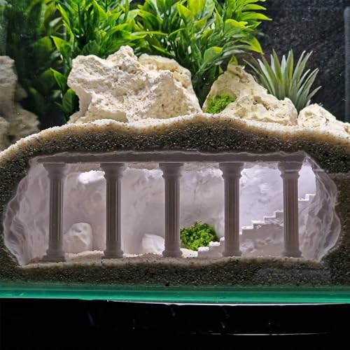 Ancient Aquatics Roman Column Ruins Castle Aquarium Decor, Fish Tank Cave Hideout Decoration, 3D Print Greece Castle Ornament, Safe for Freshwater & Saltwater Tanks (Khaki, M-7.5") - color: Khaki, size: M-7.5"