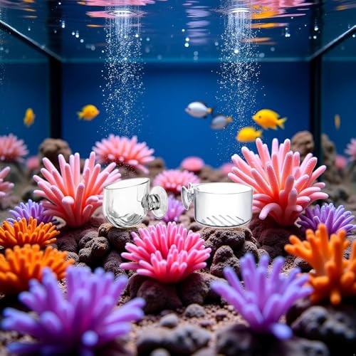 4 Pcs Aquarium Plant Pot Planter, Glass Fish Tank Plants Holder, Aquarium Decoration Plant Cup with Suction Cups for Fishes Tank Ornament Aquarium Décor Plastic Plants Fish and Aquatic Pets