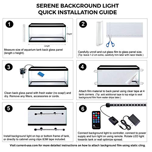 CURRENT USA 72" Serene Aquarium LED Background Light Kit | Fish Tank Lighting Backdrop Decoration Black 3D 125, 150, 180 Gallon Tank (3154) - size: 72"