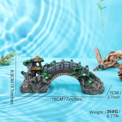 Pavilion Tree Fish Tank Decoration Aquarium Ornament Poly Resin Bridge, 7 x 3.3 x 2.5 Inches Wonderful for The Underwater Environment, Aquariums, Fish Tank, Gardens (Wood Color) - color: Brown, size: Small