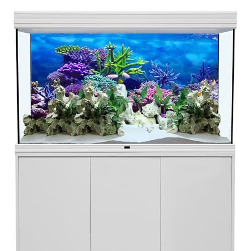 YongFoto Ocean Theme Fish Tank Background 36x20 inch Coral Seaweed Reef Rock Tropical Fish Underwater Sea World Polyester Backdrop Reptile Habitat Terrarium Aquarium Background - color: Underwater 2, size: 36x20inches