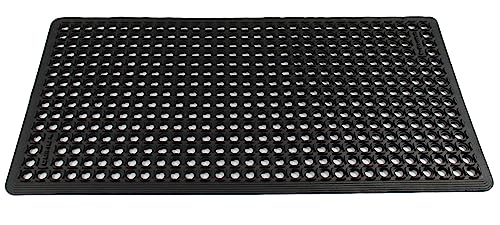 Rhino Mats, K-Series Comfort Tract Anti-Fatigue Drain-Thru Beveled Floor Mat, Drainage Non-Slip Grease-Resistance for Kitchen, Restaurant, Pool, Gym, Bar or Patio (Black, 2' x 4' x 0.5") - size: 2' x 4' x 0.5" Black