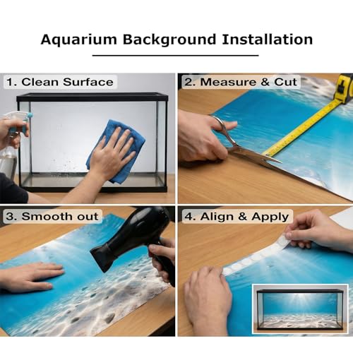 Aquarium Background & Double-Sided Sponge Cleaning Brush, 30x18 Inch Undersea Polyester Cloth Decor for Fish Tank, Blue Ocean Aquatic Themed Decorations Backdrop - size: 30x18in