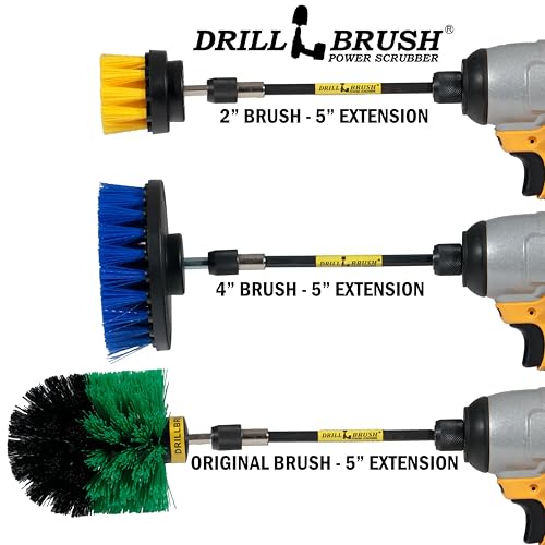 Drillbrush Shower Scrubber Drill Attachment - Car Detailing Tools - Dishwasher Safe Drill Brush Scrubber For Cleaning Tubs, Sinks, Tile, Grout, Flooring, Carpet, Leather, Seats, Boats, Kitchens, Ovens - color: Yellow, Green, Blue
