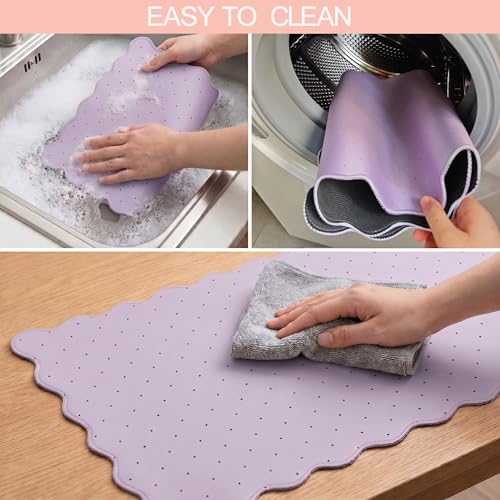 Cute Purple Scalloped Desk Mat with Polka Dot Large Mouse Pad Computer Mat Aesthetic Keyboard Mat for Desktop Laptop Protector for Office & Home - color: A8- Purple