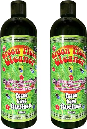 Green Piece® Glass Cleaner 2 Bottles (Made in USA)-16 oz with 1Purple Psychedelic Plug Set - Excellent for Cleaning and Smell Proofing - style: 16 Fl Oz (Pack of 2) + 3 Purple Psychedelic Plugs