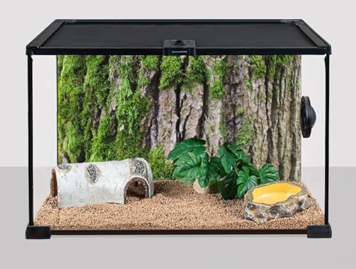 72X24 Inch Tropical Moss & Bark Reptile Tank Background – Realistic Forest Trunk Texture Moisture-Friendly Polyester Backdrop for Dart Frogs & Crested Geckos - size: 72X24in