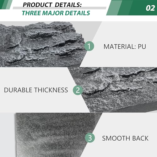 17.7x11.8in Rock Terrarium Background,3D Reptile Tank Background Board,Amphibian Stereo Backdrop Wall,Lizard Snake Gecko Spider Turtle Fish pet silo Background Decorative Panel(Grey) - color: grey-17.7"*11.8"（1pcs）