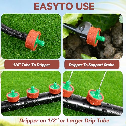 30 Pcs 0.25 GPH Pressure Compensating Irrigation Spot Drippers,Constant Flow Barb Outlet Watering Dripper Emitters Heads Parts for 1/4 Inch Watering Tubing Line for Garden Pots Plant Irrigation System - color: 0.25 GPH 30 PCS