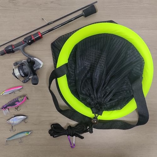 Aventik Floating Fish Basket Mesh Net Cage for Live Bait Storage Fish Raising Kayak Fishing Accessories 15.7in/40cm Height - size: 5 GAL-9.8*9.8*15.8inch