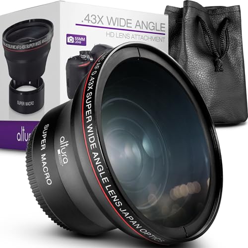Altura Photo 55MM 0.43x HD Wide Angle Lens with Macro - Attaches to 55MM Filter Thread (Not Camera Body) Camera Accessories for Nikon DX NIKKOR 18-55mm f/3.5-5.6G VR DSLR & Sony E Mirrorless Lenses - size: 55MM