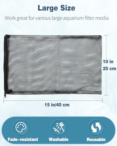 Pawfly 8 Pack Aquarium Filter Media Bags, Fine Mesh Filter Bag with Plastic Zipper Aquarium Media Bag for Activated Carbon, Bio Filter Balls and Filter Stones (15" x 10") - size: 15" x 10"