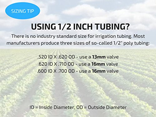 2-Pack In-Line Barbed Ball Valve 16mm For 1/2 and 5/8 Inch Tubing (.570 to .620 ID) - Regulate and Shut-Off/On Water Flow - size: 16mm (1/2" & 5/8" Tube .570 to .620 ID)
